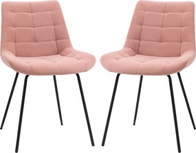 HOMCOM 2 darabos Étkezőszék Szett Konyhai Székek Kárpitozott Székek Hátpárnával, Bársony Ülésborítással, a Nappaliba, Retro Stílusban, Acél Lábbal, Ró