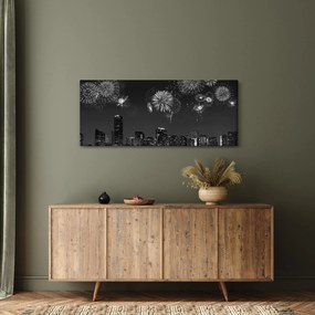 Kép - tűzijáték Miamiban, fekete és fehér (120x50 cm)