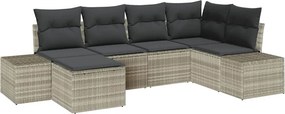 vidaXL Kerti Kanapé Szett párnával 6 pcs Világosszürke polirattan