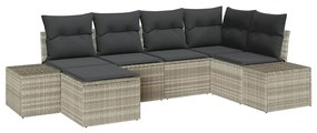 vidaXL Kerti Kanapé Szett párnával 6 pcs Világosszürke polirattan