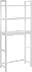 WC-polc, 3 szintes bambusz fürdőszobai polc,, 63 x 163 x 26 cm, fehér