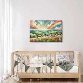 Kép – Vágtázó lovak a tájban (90x60 cm)