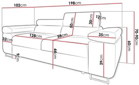 Kanapé Terazuro 2 (sötétszürke) . 1104600