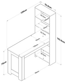 Fésülködőasztal  Baji (dió + fehér). 1072904
