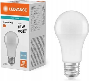 Led izzó E27 A60 10W 75W 1055lm 6500K Hideg 180° Ledvance