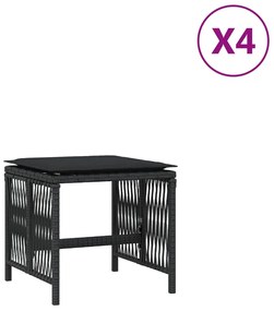 vidaXL 4 db fekete polyrattan kerti szék párnával 41 x 41 x 36 cm