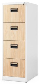 Fém irattartó szekrény, 4 fiókos SARA V4, 460 x 1320 x 620 mm, Eco Design: fehér/ sonoma tölgy