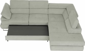 Ülőgarnitúra tárolóhellyel, világosszürke, szövet, jobbos, BUTON R