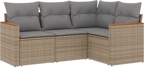 vidaXL 4 részes vegyes bézs polyrattan kerti ülőgarnitúra párnákkal