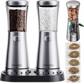 Elektromos só- és borsdaráló újratölthető Usb-c Led 2db-os szett