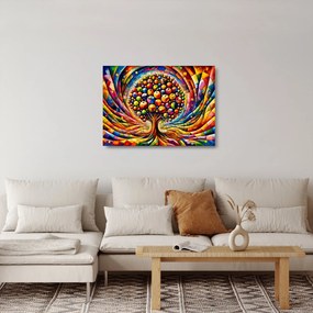 Üveg kép – Színes fa almákkal (70x50 cm)