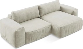 Bézs zsenília kinyitható sarokkanapé (jobb oldali-heverő résszel) Kuki – Makamii