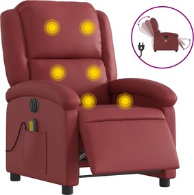 vidaXL bordó műbőr elektromos dönthető masszázsfotel