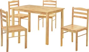 Étkezőgarnitúra 1+4, tömör fa, természetes, LOAK