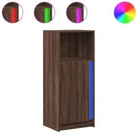 barna tölgy szerelt fa tálalószekrény LED-del 42,5x34x100 cm