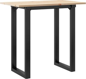 vidaXL tömör fenyőfa és acél étkezőasztal O-vázzal 80x50x75,5 cm