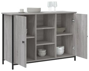 szürke sonoma színű szerelt fa tálalószekrény 100x35x70 cm