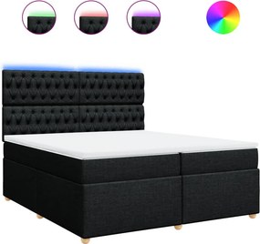 vidaXL fekete szövet rugós ágy matraccal 200 x 200 cm