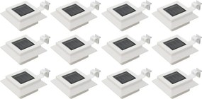 vidaXL 12 db fehér négyzet alakú kültéri napelemes LED lámpa 12 cm