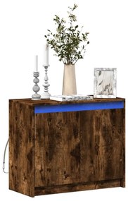 füstös tölgy szerelt fa tálalószekrény LED-del 72 x 34 x 61 cm
