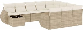 vidaXL 11 részes bézs polyrattan kerti ülőgarnitúra párnákkal