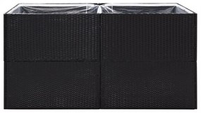 fekete polyrattan kerti ültetőláda 157x80x80 cm