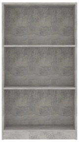 3 szintes betonszürke szerelt fa könyvszekrény 60x24x109 cm