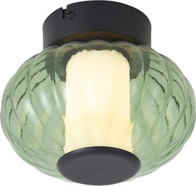 Design mennyezeti lámpa fekete 18 cm zöld üveggel, 3 fokozatban szabályozható LED-del - Margherite