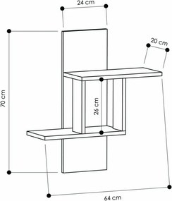 Mill fali polc, antracit, 64 cm