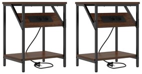 Éjjeli Szekrények 2 pcs barna tölgy 38 x 30 x 48 cm Faanyag