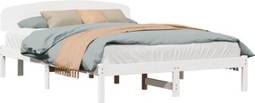 vidaXL Ágykeret fejtámlával Fehér 150 x 200 cm Tömör fenyőfa