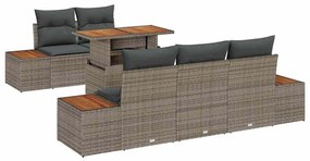 vidaXL Kert étkező szett párnával 6 pcs Szürke és Barna