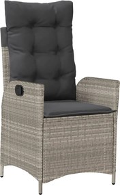 vidaXL világosszürke polyrattan dönthető kerti szék párnával