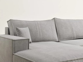 Szürkésbézs zsenília kinyitható-tárolóhelyes sarokkanapé (U alakú) Kyoto – Maison de Rêve