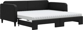 vidaXL fekete kihúzható szövet heverő matracokkal 100 x 200 cm