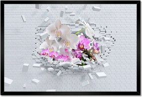 Poszter keretben 60x40 Orchidea a falon Virágok