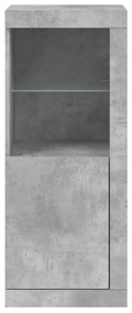 betonszürke tálalószekrény LED-világítással 41 x 37 x 100 cm