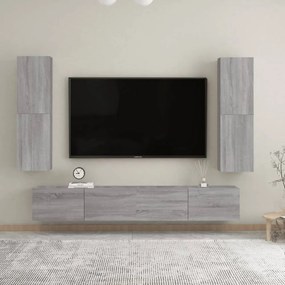 2 db szürke sonoma színű fali TV-szekrény 30,5 x 30 x 110 cm