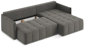 Sötétszürke kinyitható-tárolóhelyes sarokkanapé (jobb oldali-heverő résszel) Moku – Makamii
