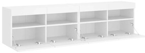 2 db fehér falra szerelhető TV-szekrény LED-del 80 x 30 x 40 cm