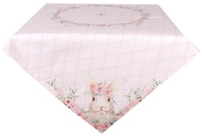 Rózsaszín húsvéti nyuszis pamut asztalterítő 100x100 cm