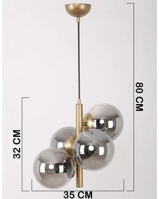 Szürke-aranyszínű függőlámpa üveg búrával ø 15 cm Forte – Squid Lighting