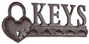 Öntöttvas fali kulcstartó barna Keys feliratos