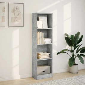 betonszürke szerelt fa könyvespolc 40 x 24 x 143 cm
