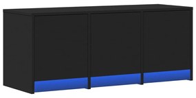 fekete szerelt fa TV-szekrény LED-ekkel 97 x 34 x 50 cm