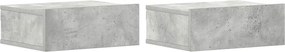vidaXL 2 db betonszürke szerelt fa függő éjjeliszekrény 40x30x15 cm