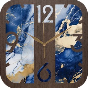 Dekoratív falióra Nappaliba Sötétkék márvány arany 35cm