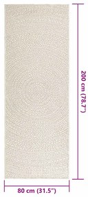 ZIZUR krém juta hatású beltéri és kültéri szőnyeg 80x200 cm