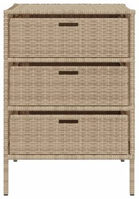 bézs polyrattan kerti tárolószekrény 55 x 59 x 80 cm