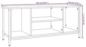 szürke sonoma színű szerelt fa TV-szekrény 102x35x45 cm
